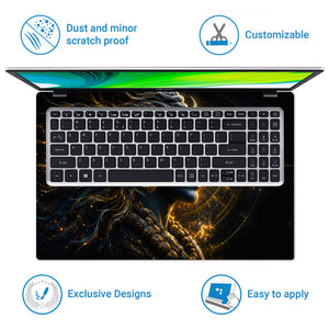 Shiva Grey Profile Gold Cosmic Laptop Skin - View 5