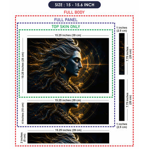 Shiva Grey Profile Gold Cosmic Laptop Skin - View 8