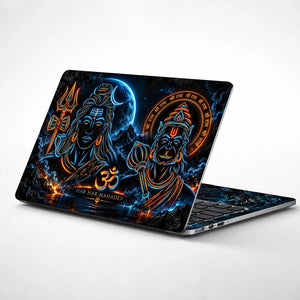 Shiva Hanuman Neon Outline Laptop Skin - View 1