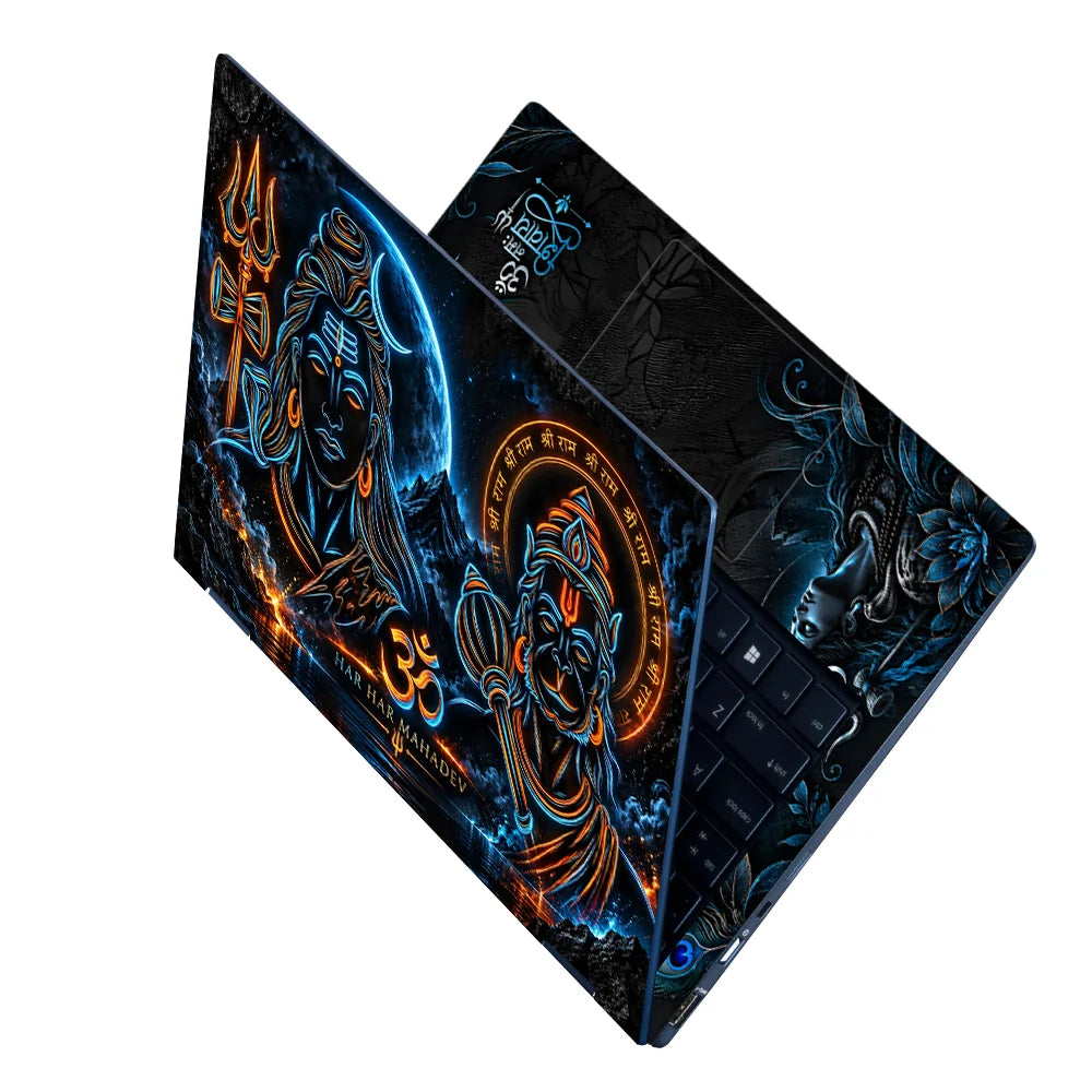 Shiva Hanuman Neon Outline Laptop Skin - View 2