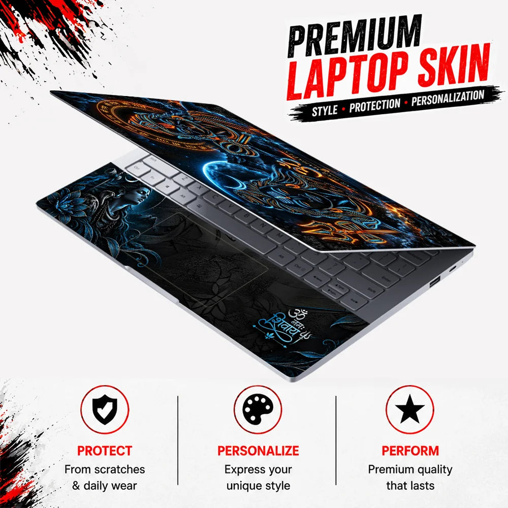 Shiva Hanuman Neon Outline Laptop Skin - View 3