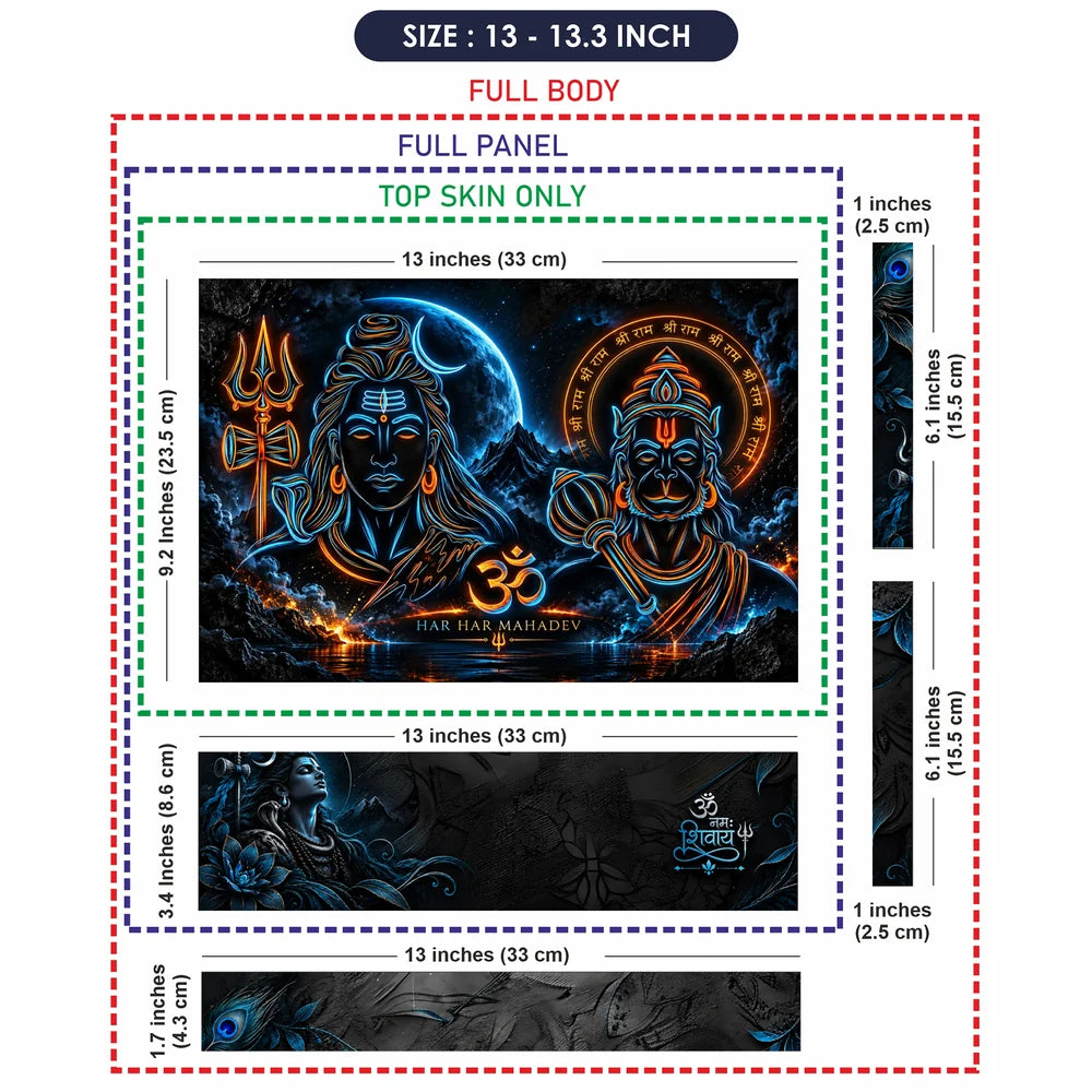 Shiva Hanuman Neon Outline Laptop Skin - View 6