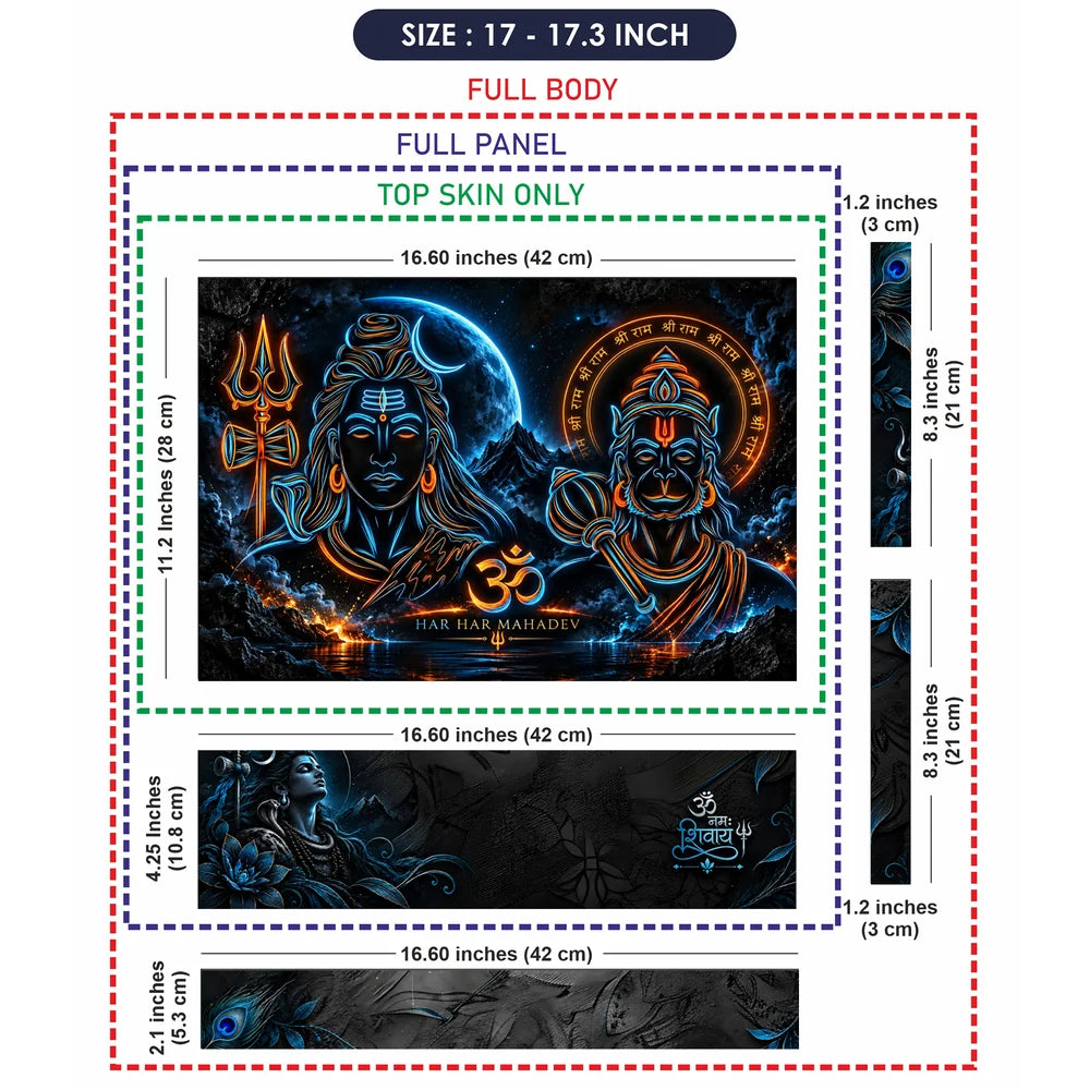 Shiva Hanuman Neon Outline Laptop Skin - View 9