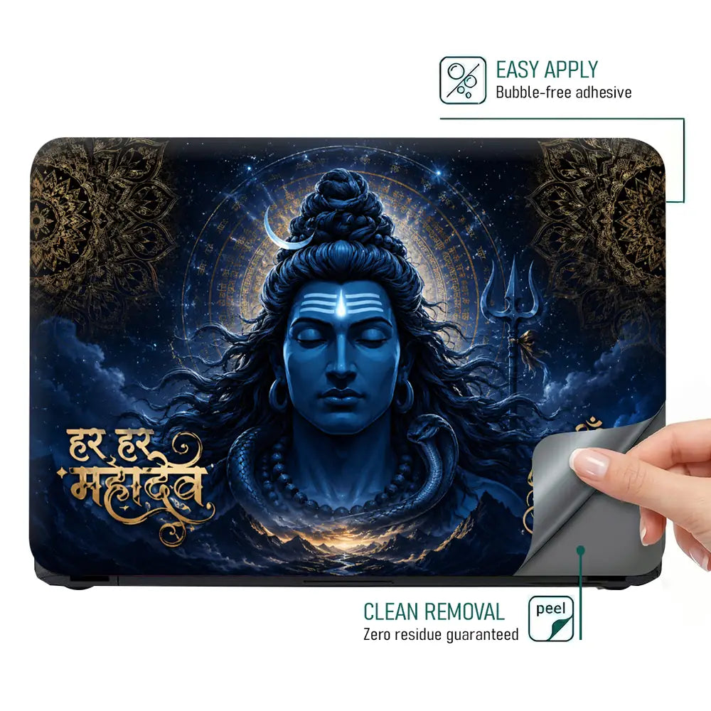 Shiva Har Har Mahadev Blue Laptop Skin - View 4