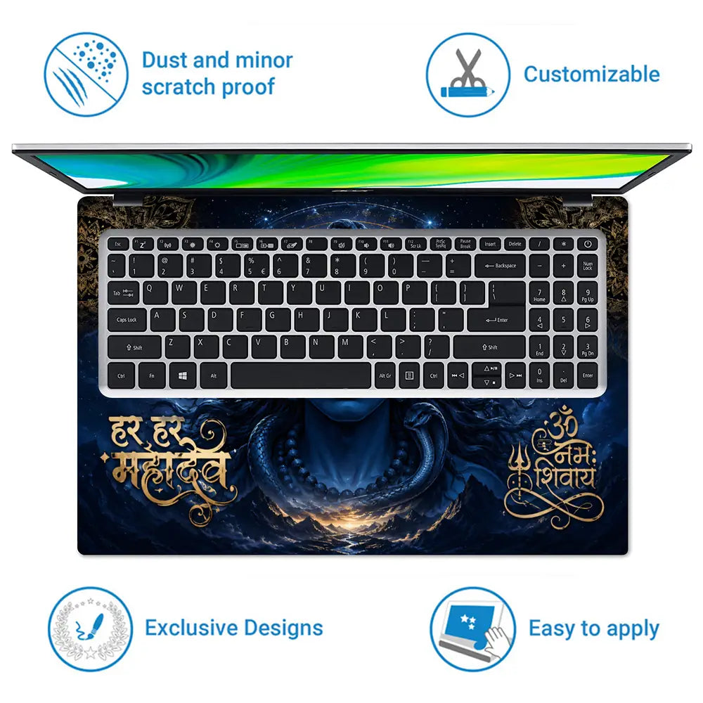 Shiva Har Har Mahadev Blue Laptop Skin - View 5