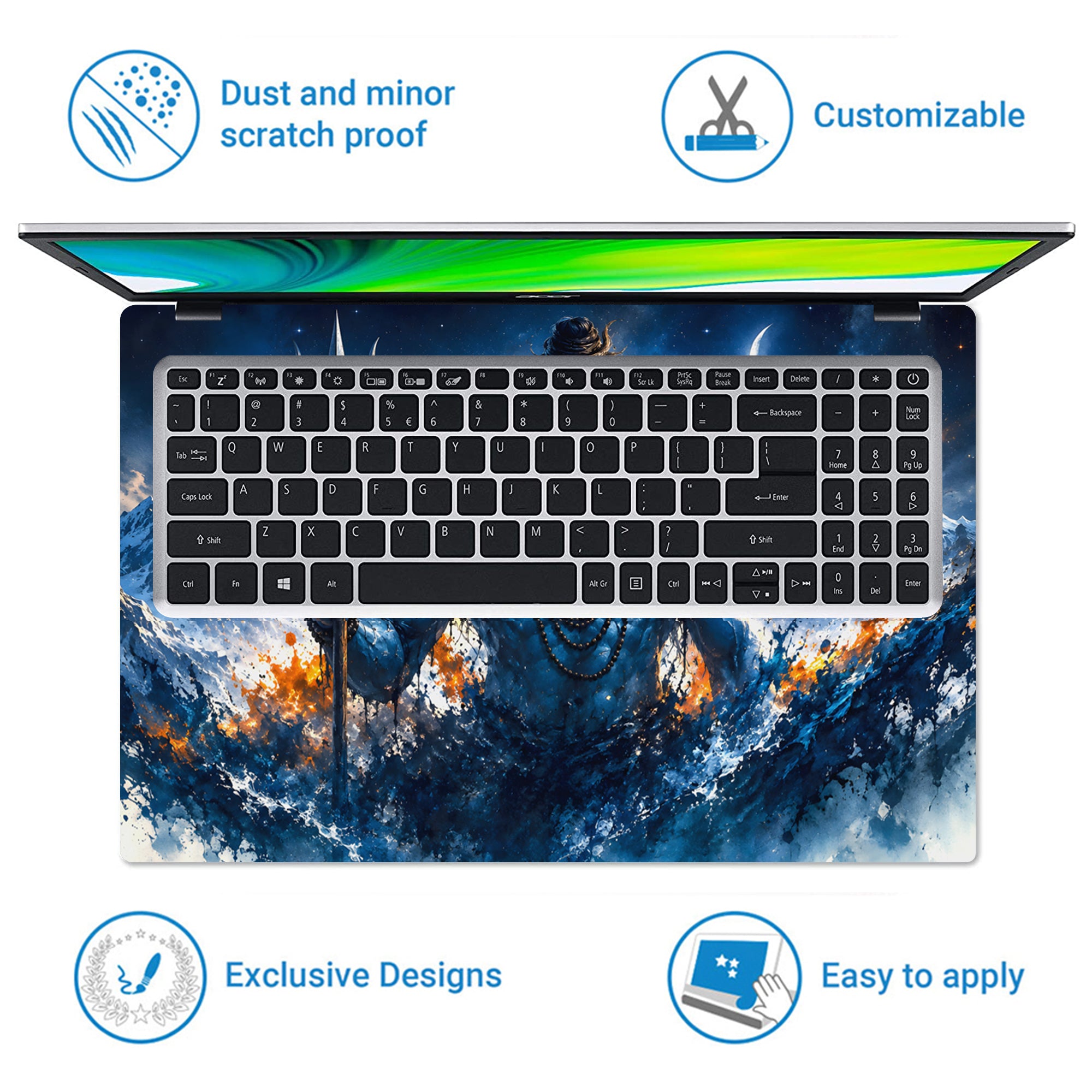 Shiva Himalaya Storm Night Laptop Skin - View 5
