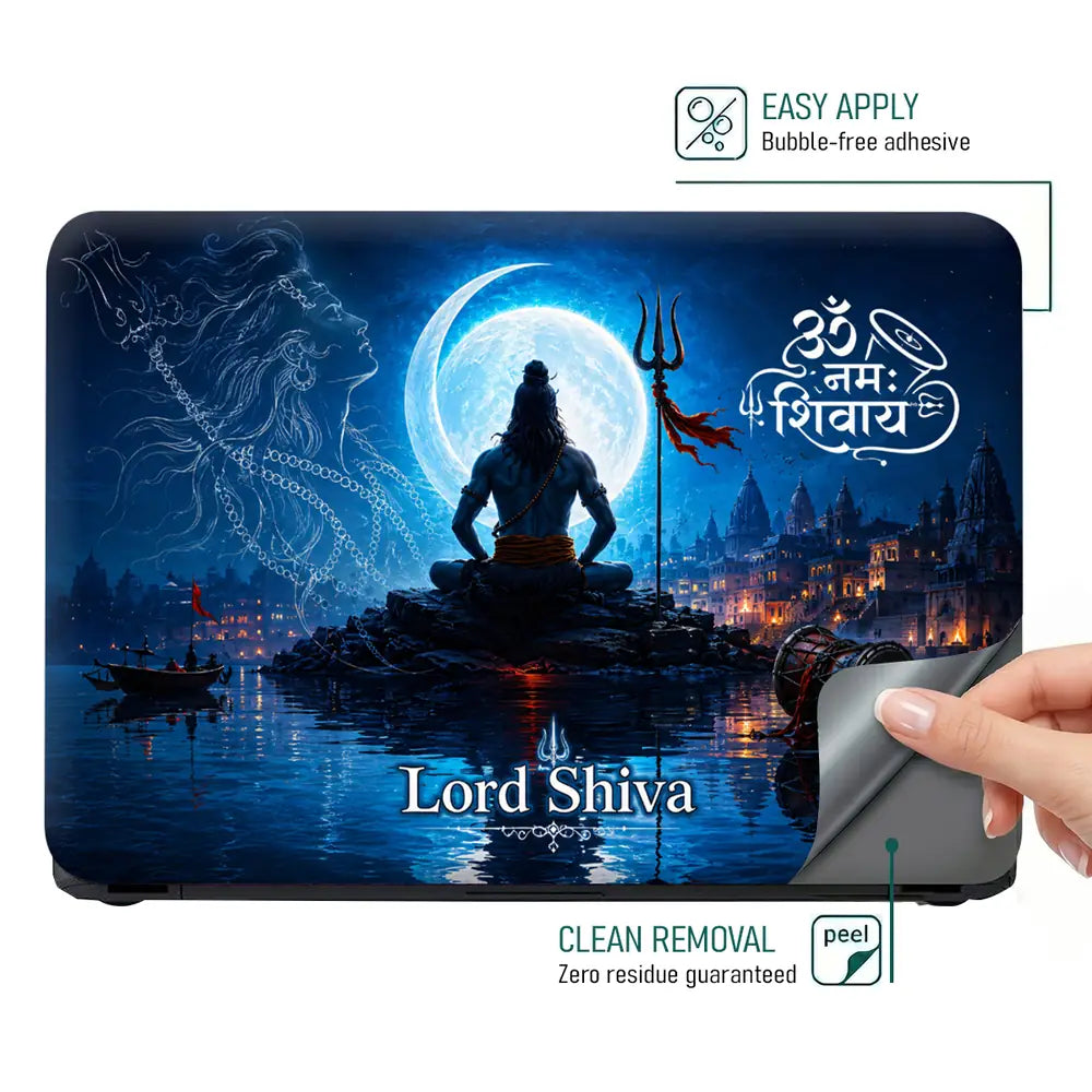 Shiva Lord Om Namah Moon Laptop Skin - View 4