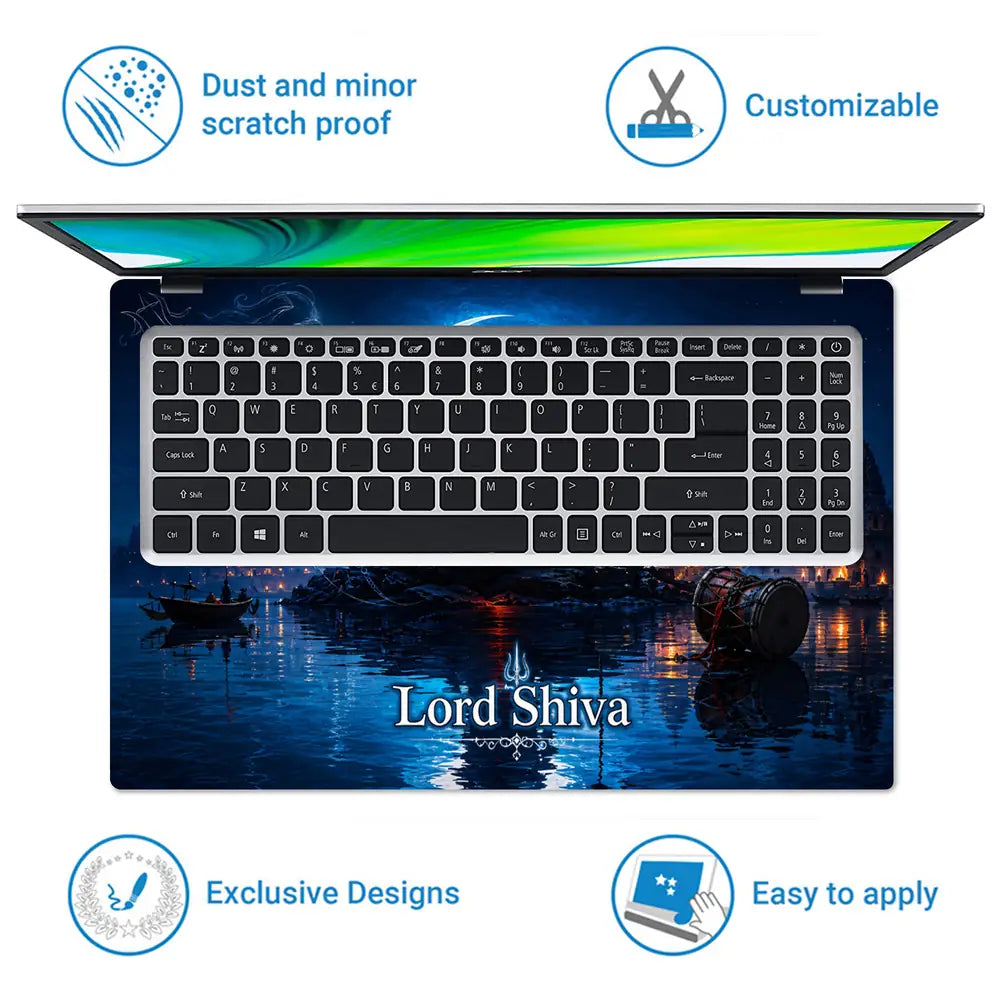 Shiva Lord Om Namah Moon Laptop Skin - View 5
