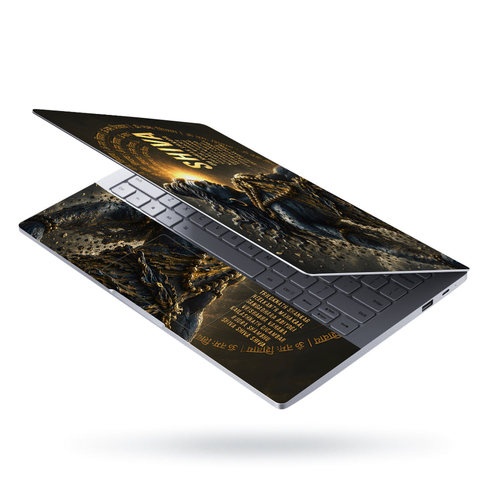 Shiva Mantra List Statue Gold Laptop Skin - View 3