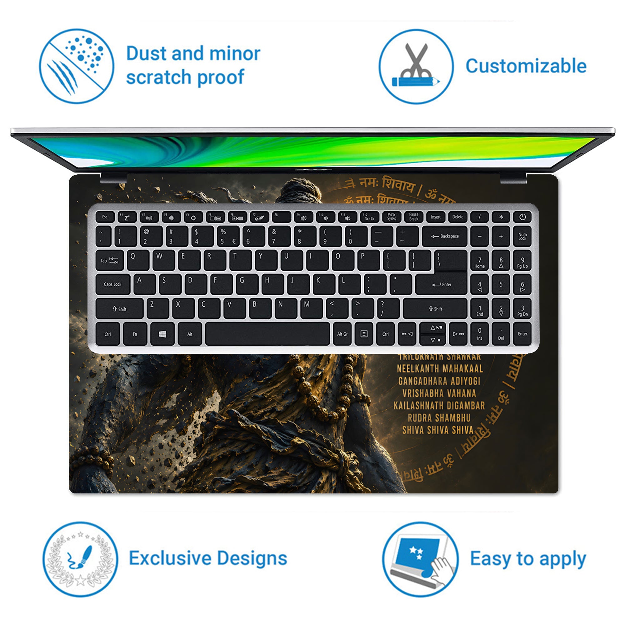 Shiva Mantra List Statue Gold Laptop Skin - View 5