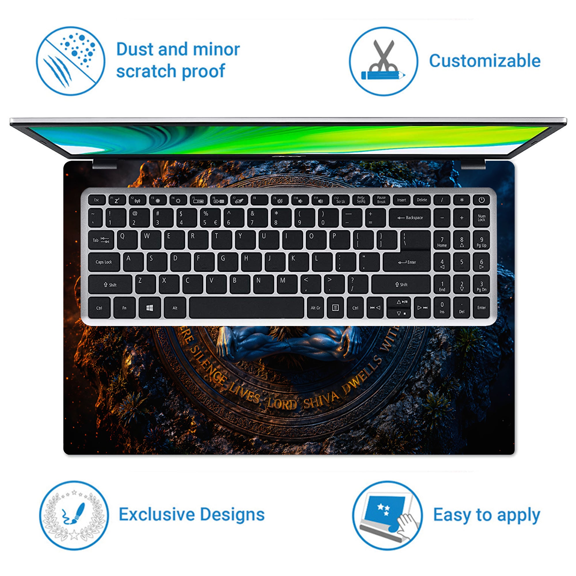 Shiva Meditating Mandala Laptop Skin - View 5