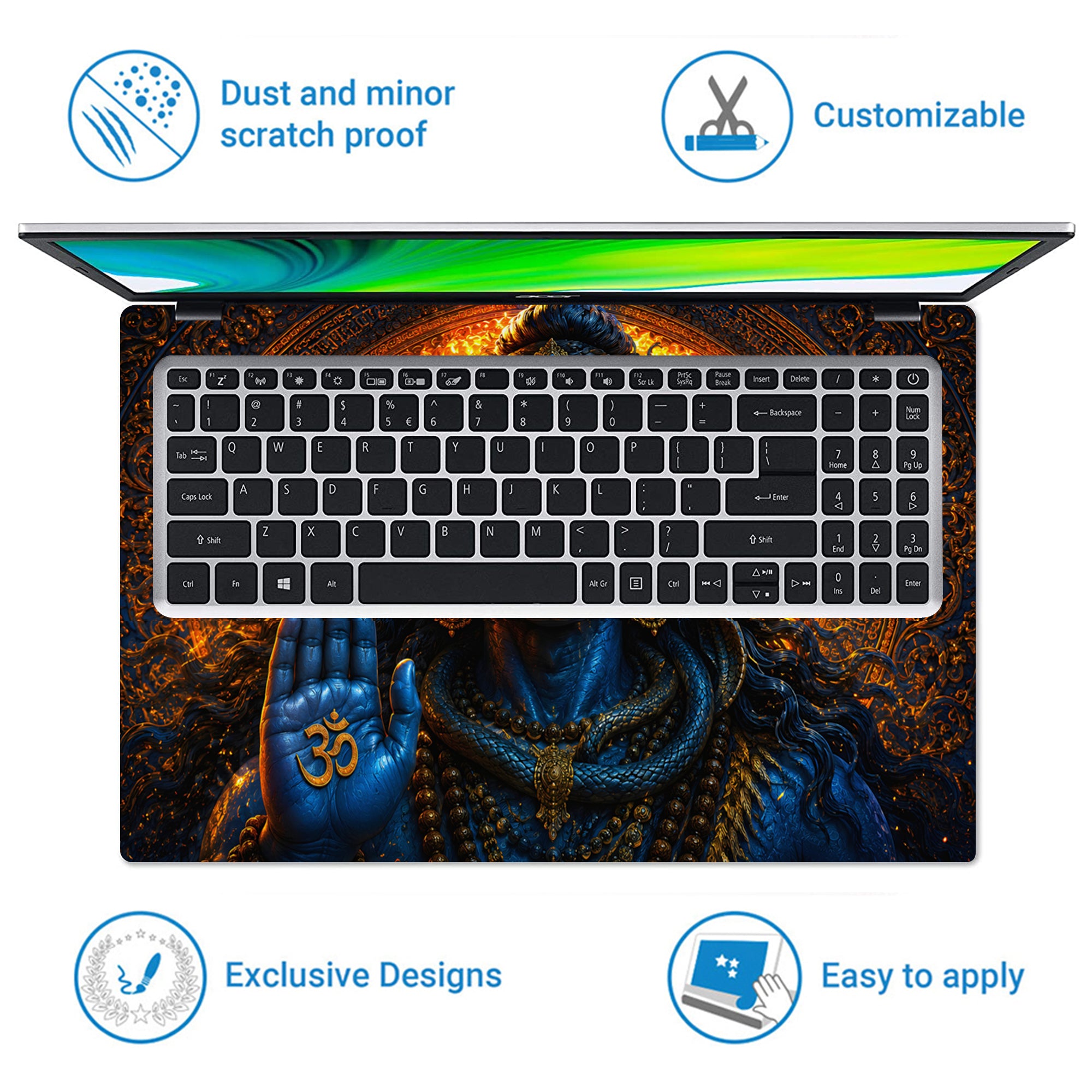 Shiva Om Hand Fire Mandala Laptop Skin - View 5