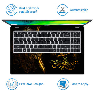 Shiva Om Namah Shivay Gold Mandala Laptop Skin - View 5