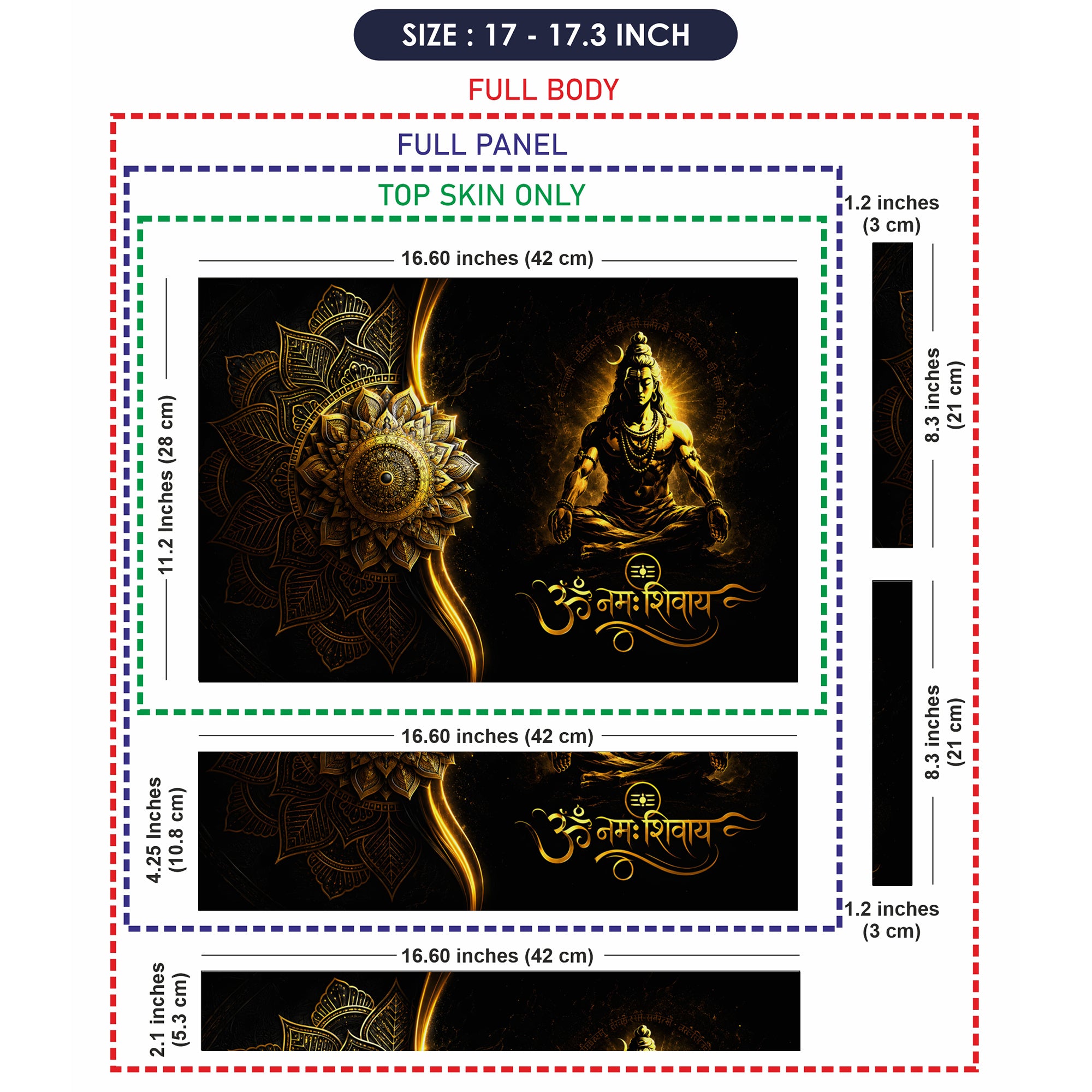 Shiva Om Namah Shivay Gold Mandala Laptop Skin - View 9