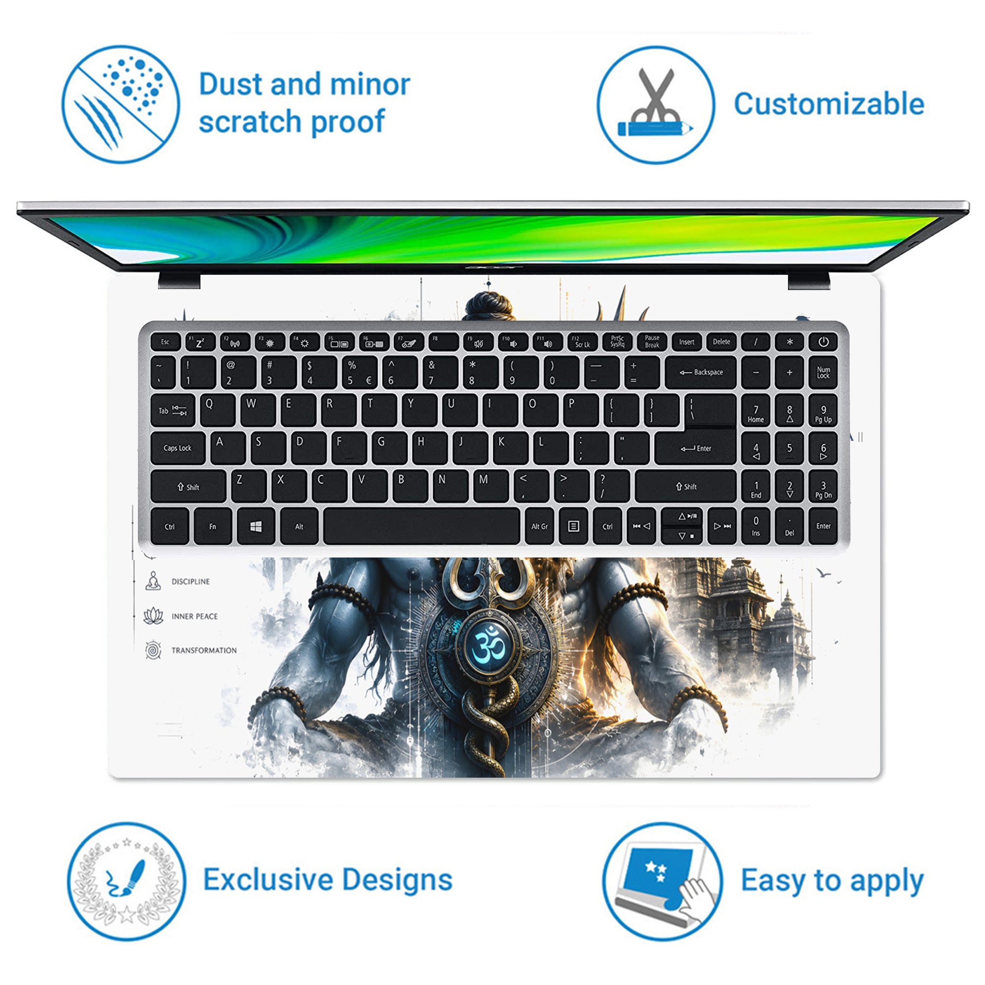 Shiva Om Namah Shivaya Trident Mantra Laptop Skin - View 5