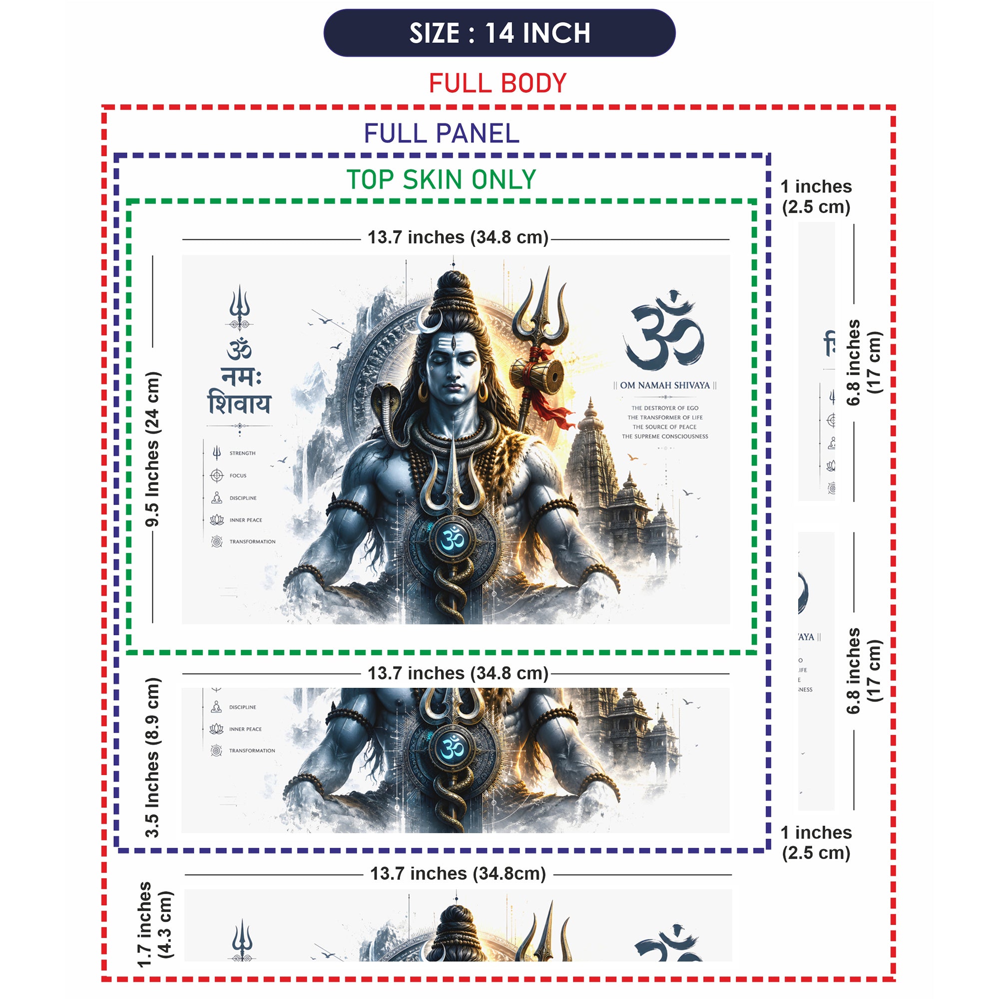 Shiva Om Namah Shivaya Trident Mantra Laptop Skin - View 7