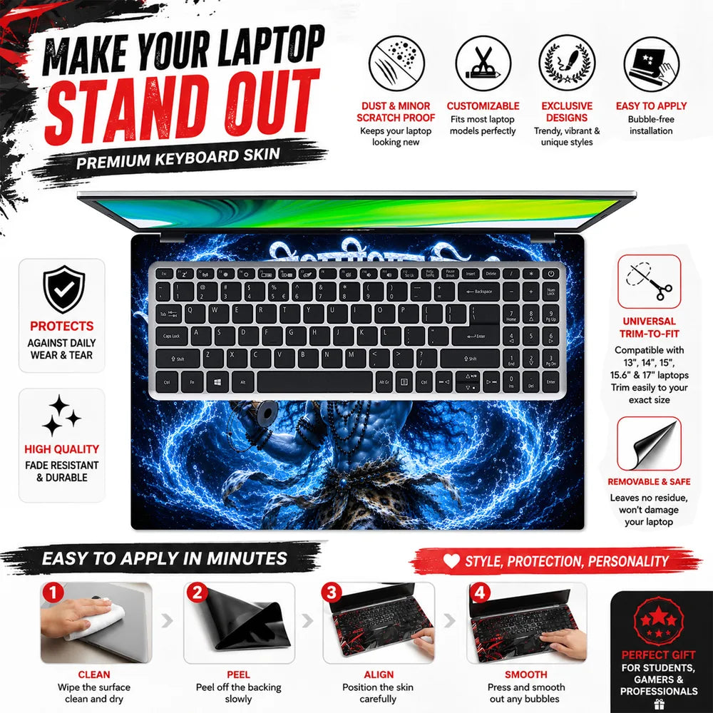 Shiva Om Namami Damaru Blue Laptop Skin - View 5