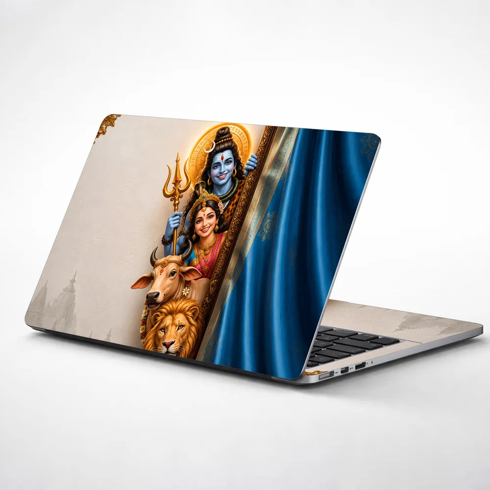 Shiva Parvati Cow Lion Frame Laptop Skin - View 1
