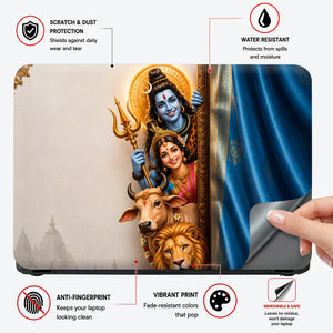 Shiva Parvati Cow Lion Frame Laptop Skin - View 4