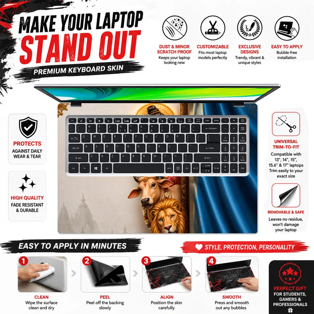 Shiva Parvati Cow Lion Frame Laptop Skin - View 5
