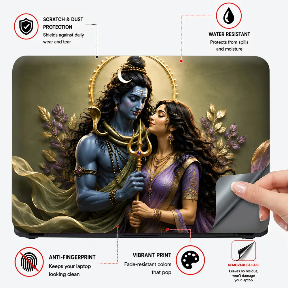 Shiva Parvati Lavender Halo Laptop Skin - View 4