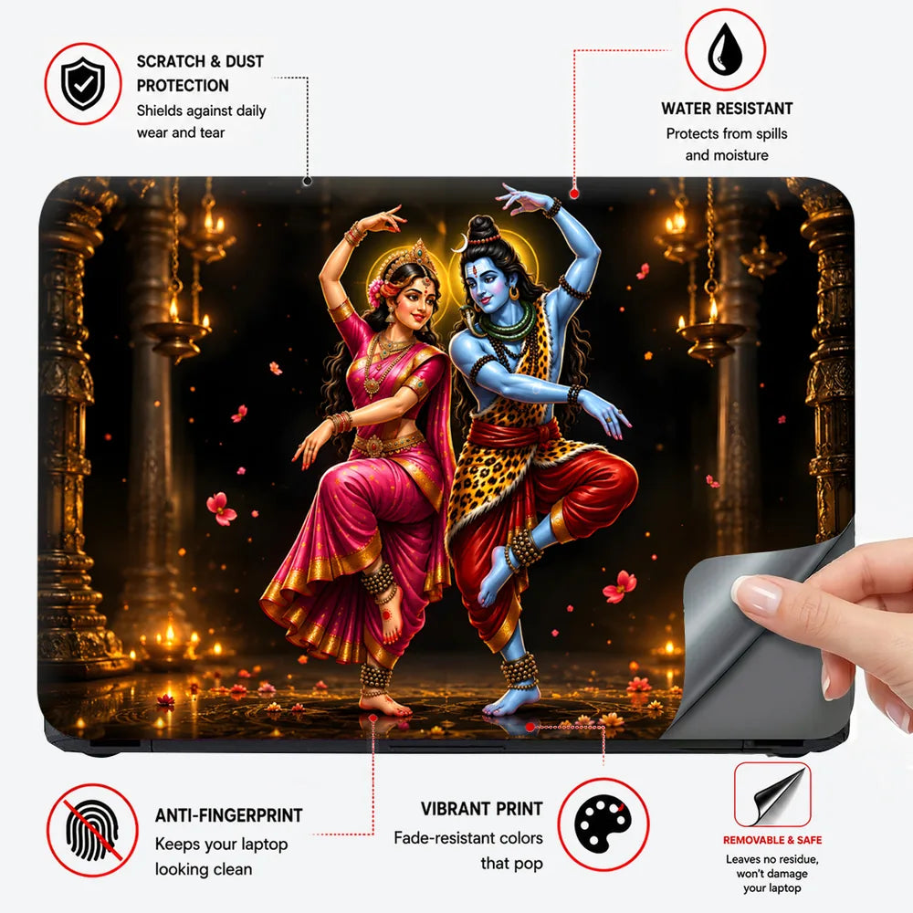Shiva Parvati Temple Dance Laptop Skin - View 4