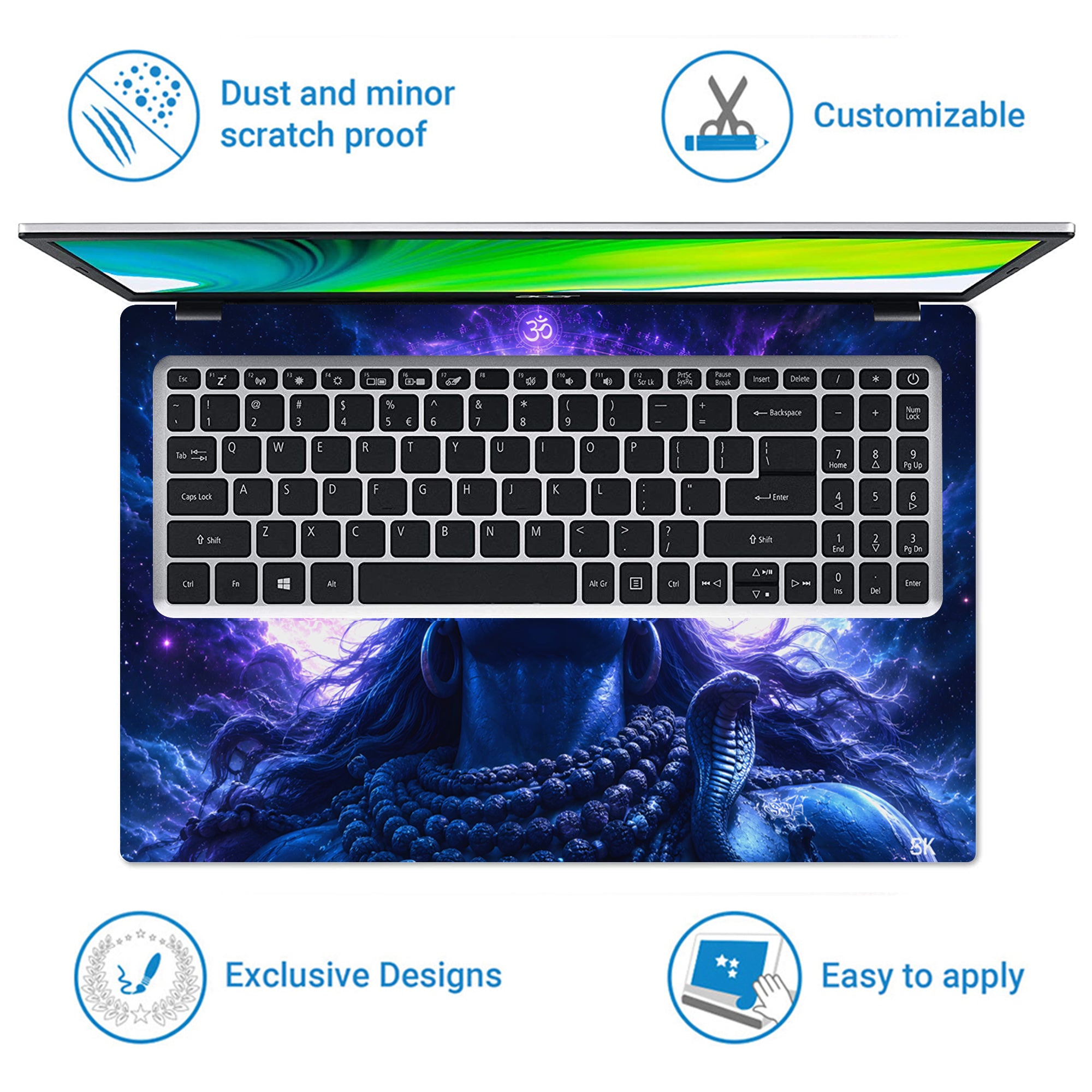 Shiva Purple Cosmic Om Laptop Skin - View 5