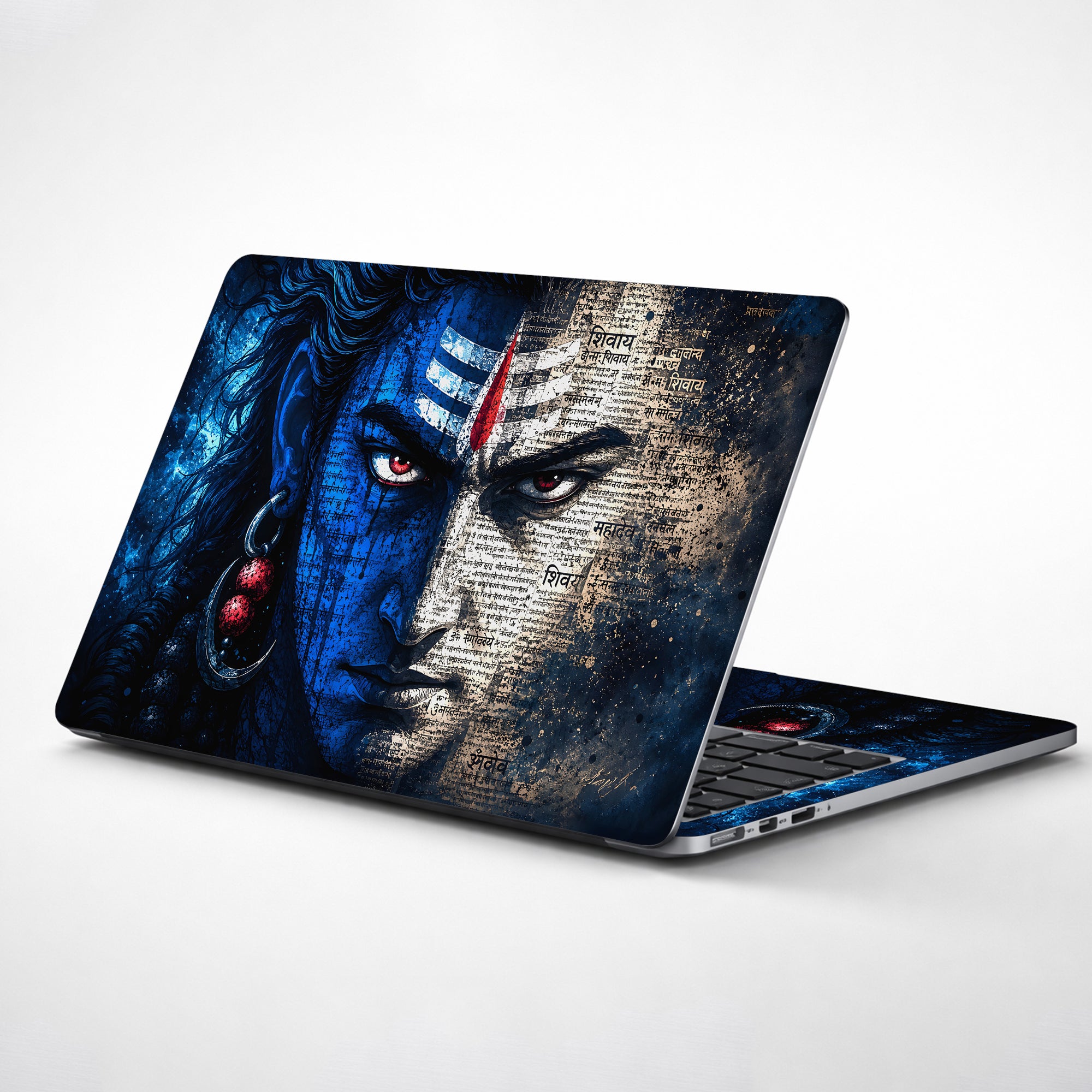 Shiva Red Eyes Hindi Text Laptop Skin - View 1