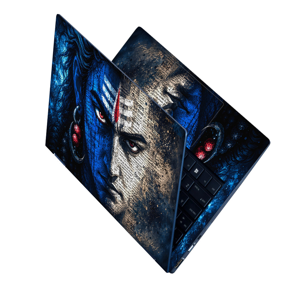 Shiva Red Eyes Hindi Text Laptop Skin - View 2