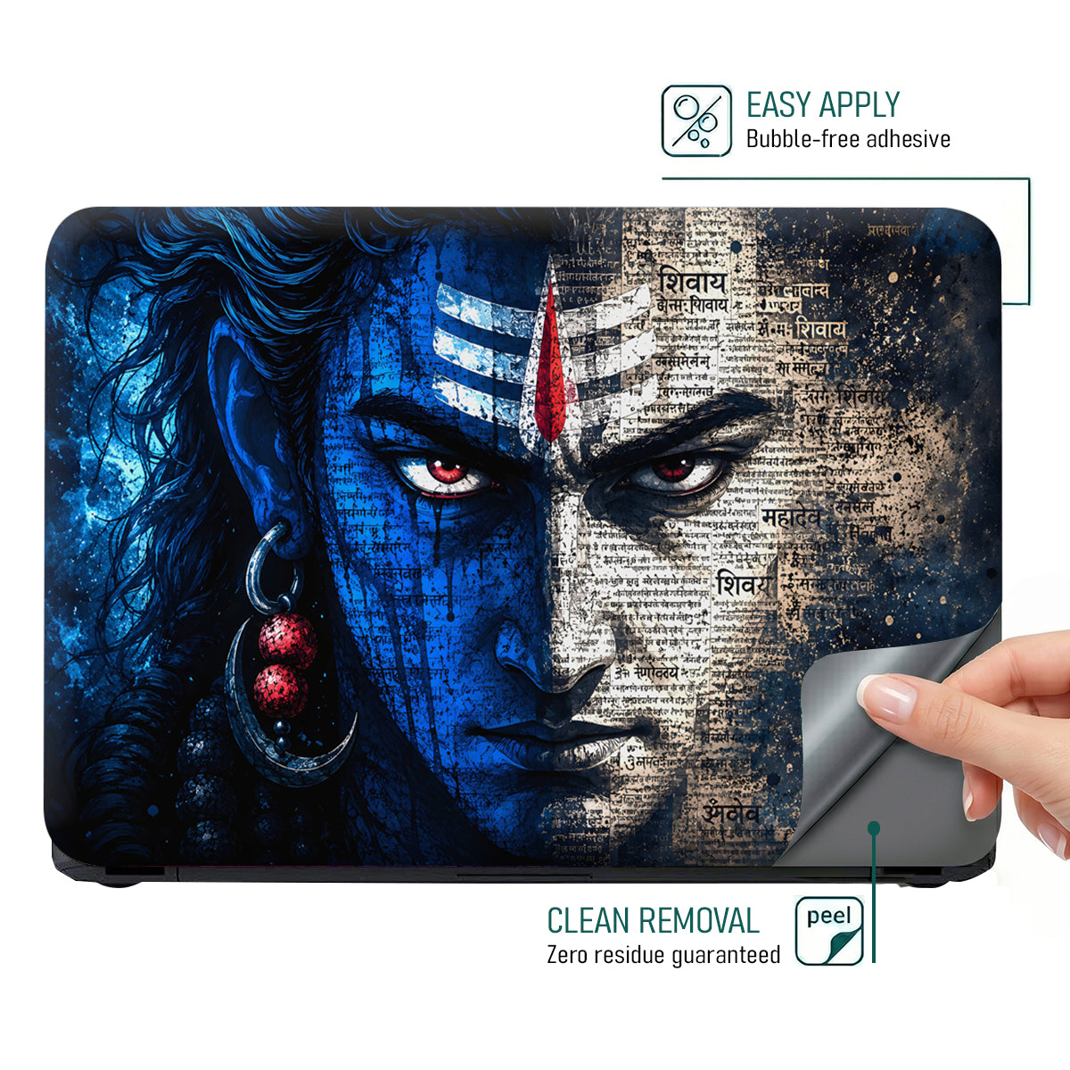 Shiva Red Eyes Hindi Text Laptop Skin - View 4