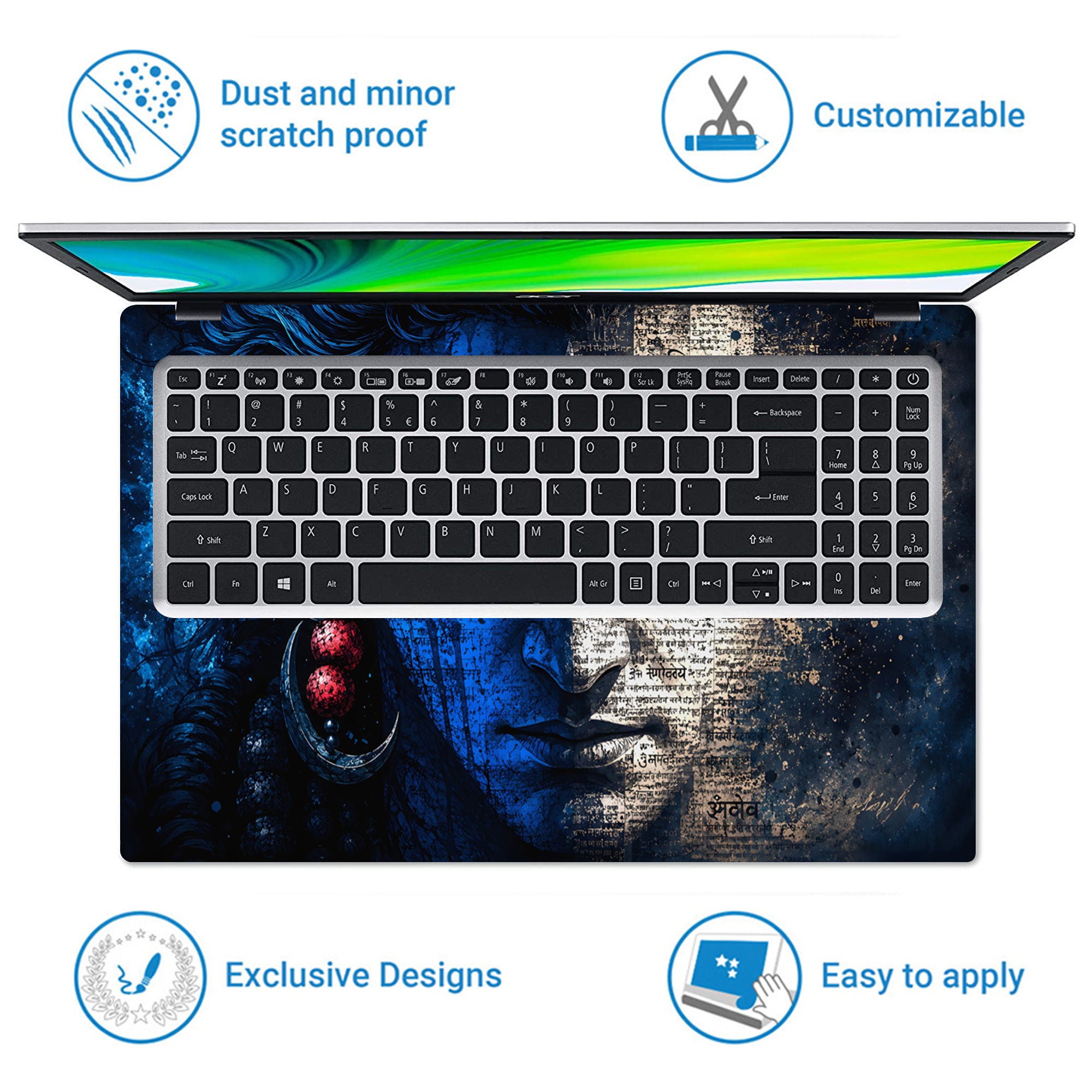 Shiva Red Eyes Hindi Text Laptop Skin - View 5