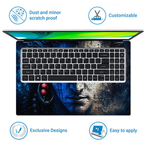 Shiva Red Eyes Hindi Text Laptop Skin - View 5