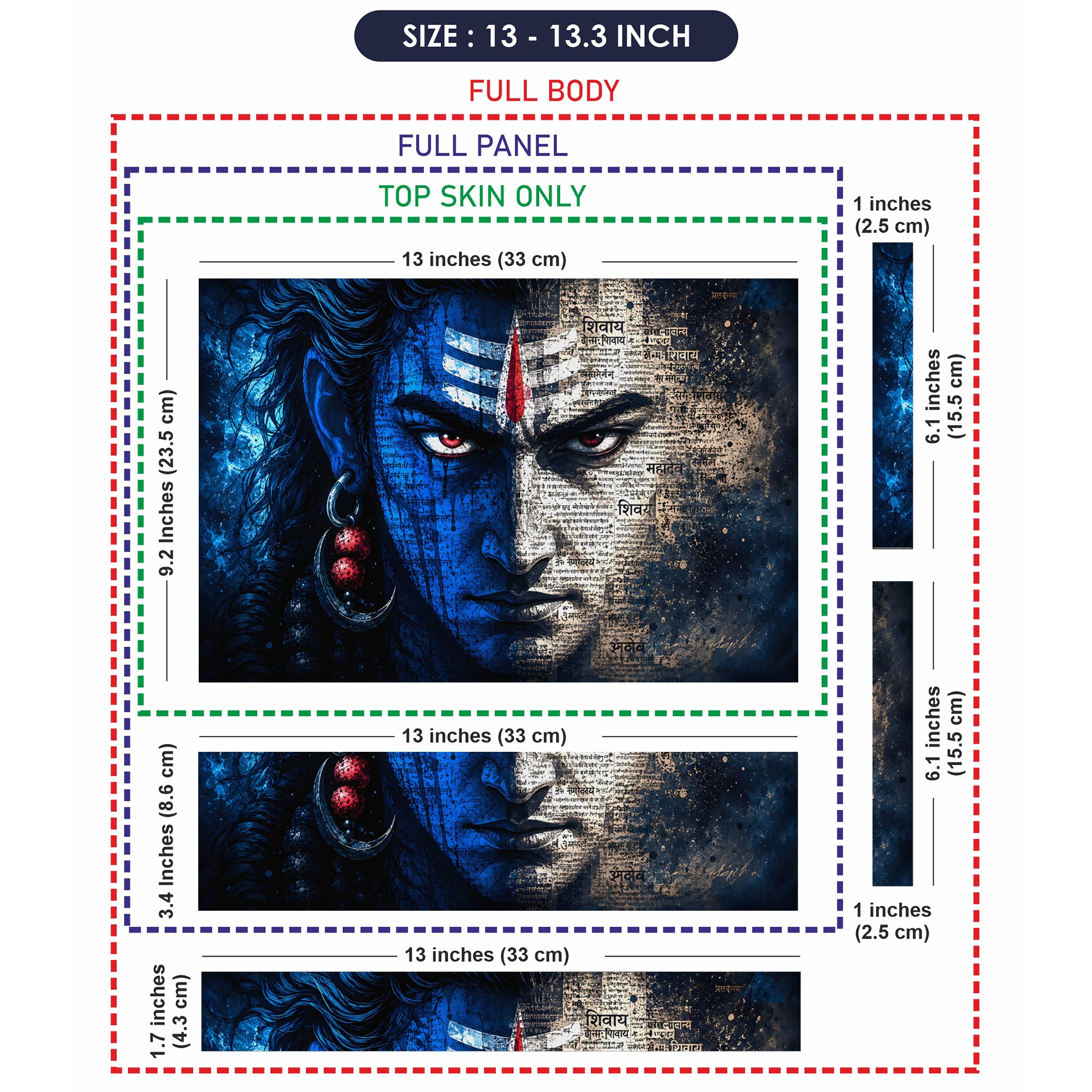 Shiva Red Eyes Hindi Text Laptop Skin - View 6