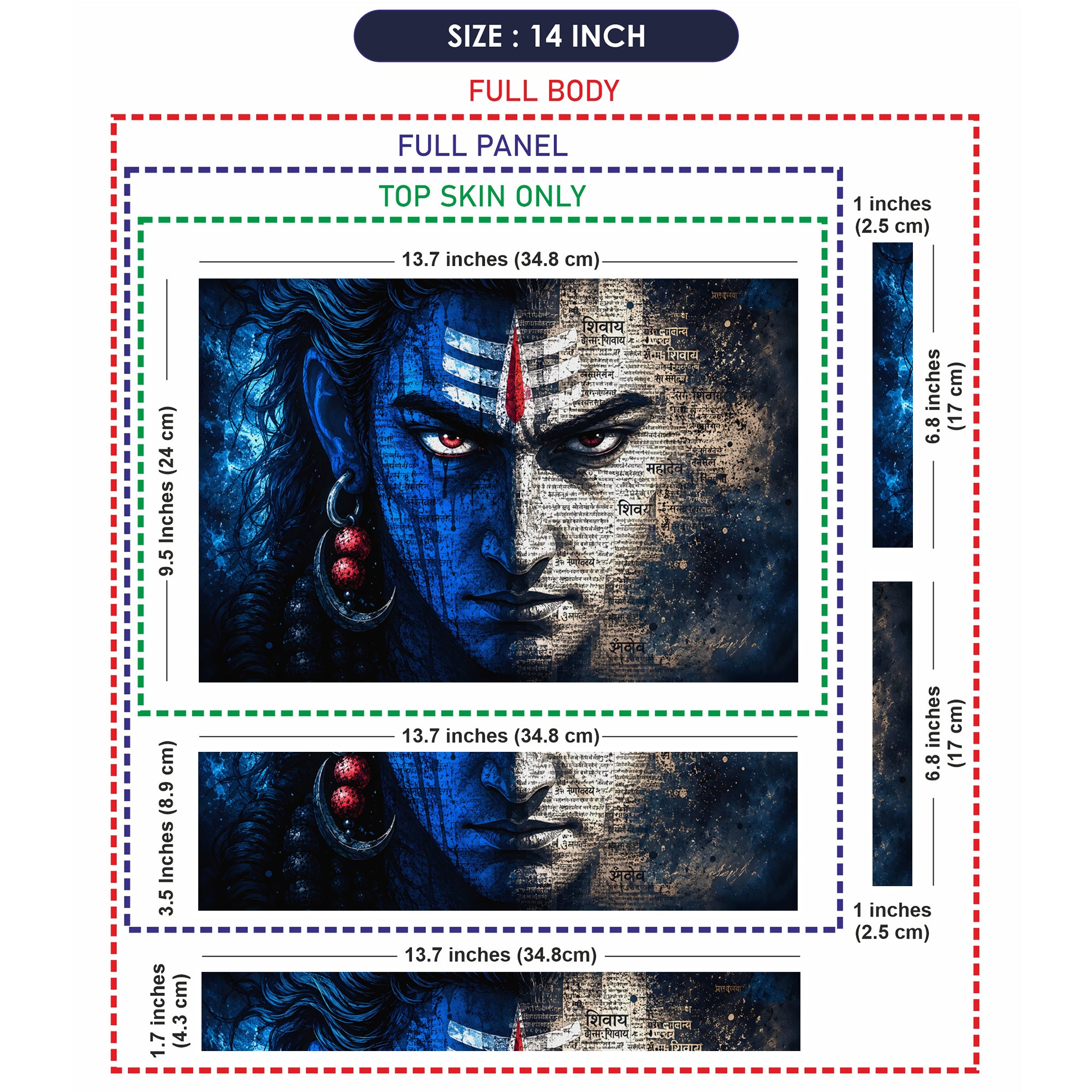 Shiva Red Eyes Hindi Text Laptop Skin - View 7