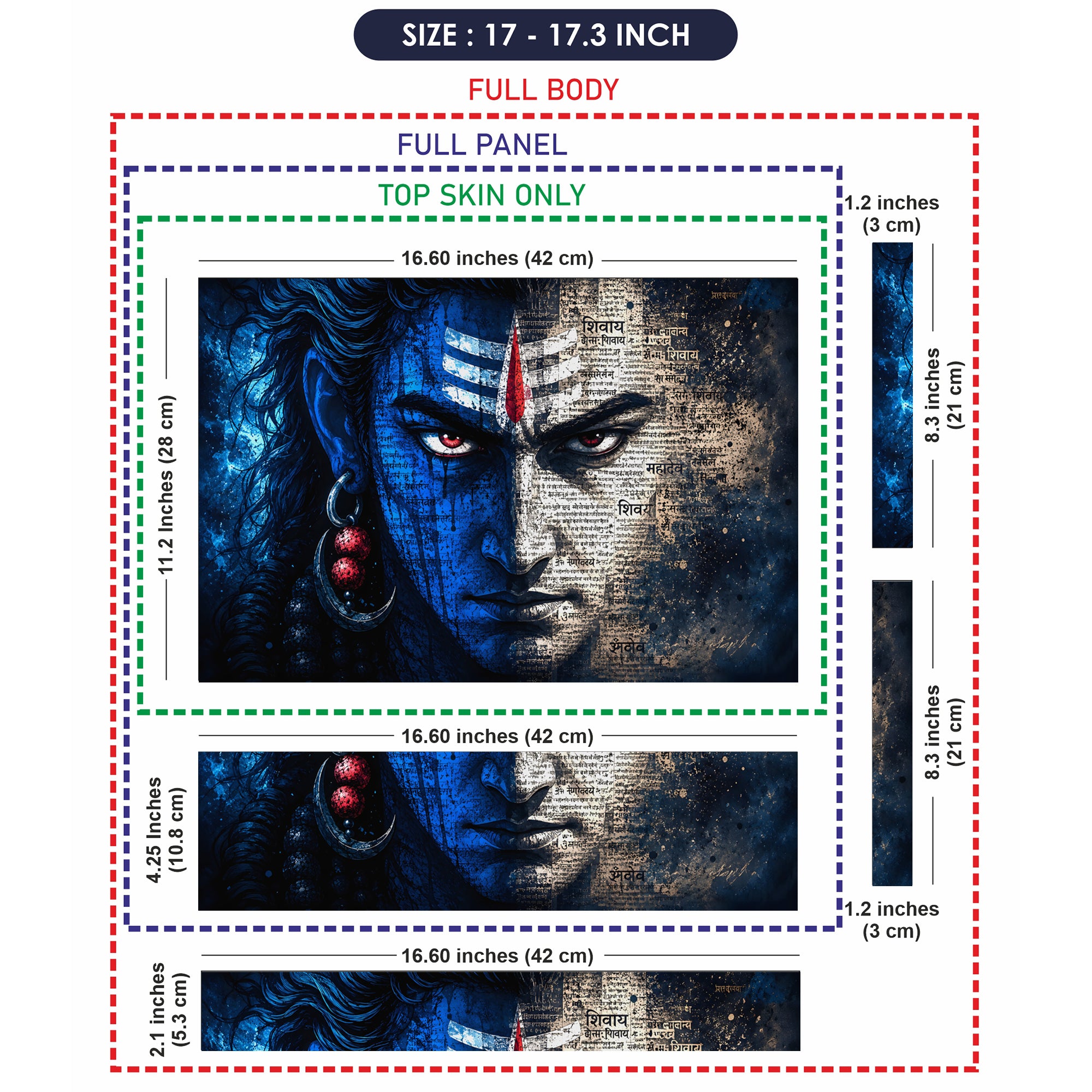 Shiva Red Eyes Hindi Text Laptop Skin - View 9