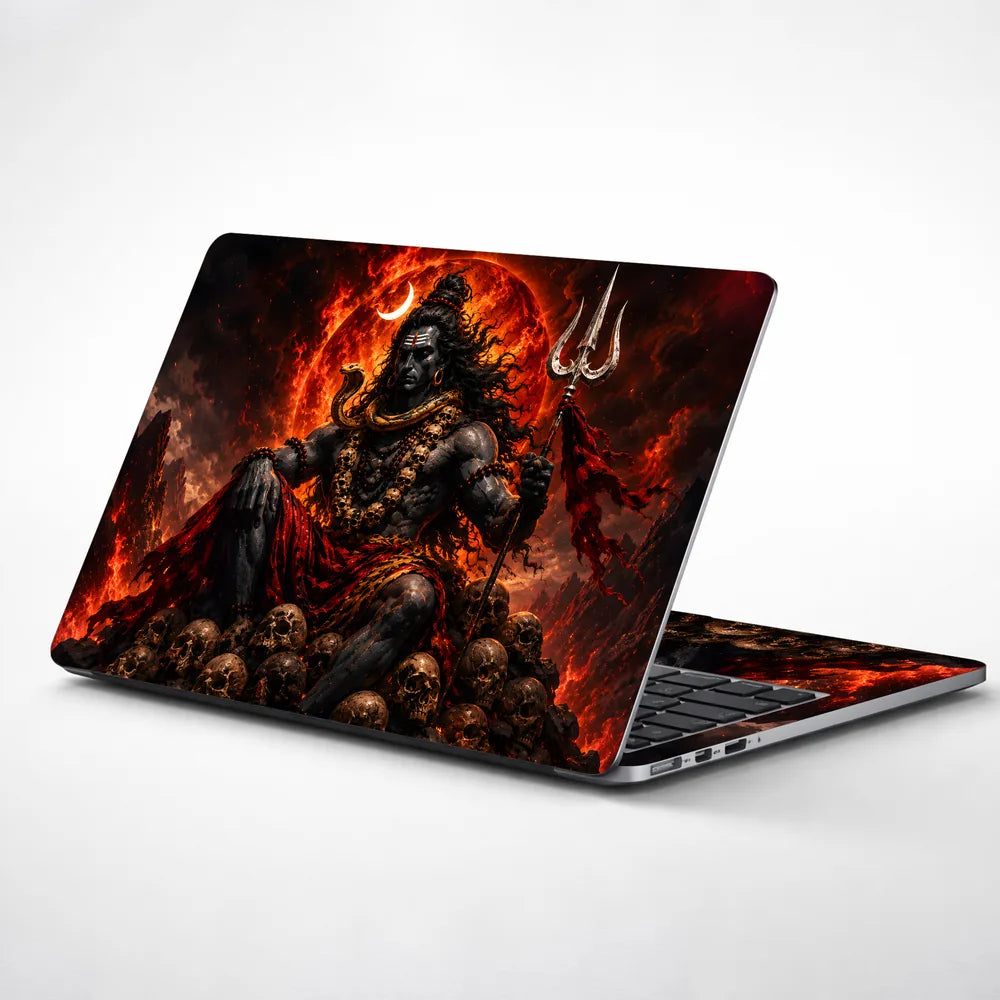 Shiva Skulls Fire Trident Laptop Skin - View 1