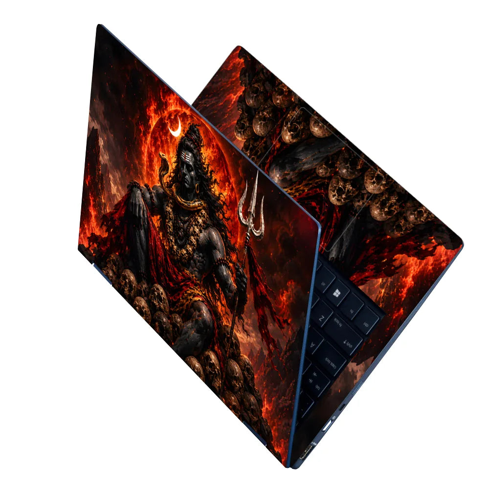 Shiva Skulls Fire Trident Laptop Skin - View 2