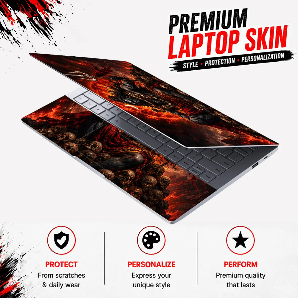 Shiva Skulls Fire Trident Laptop Skin - View 3