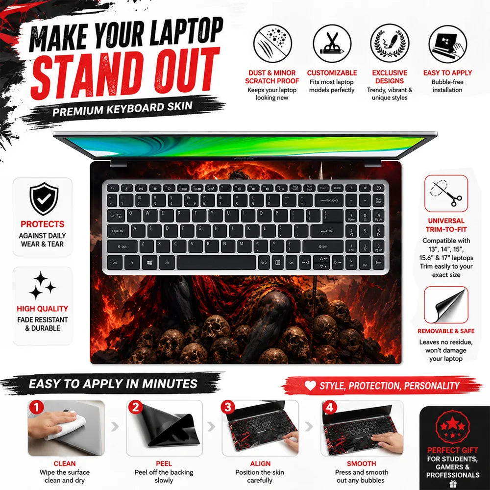 Shiva Skulls Fire Trident Laptop Skin - View 5