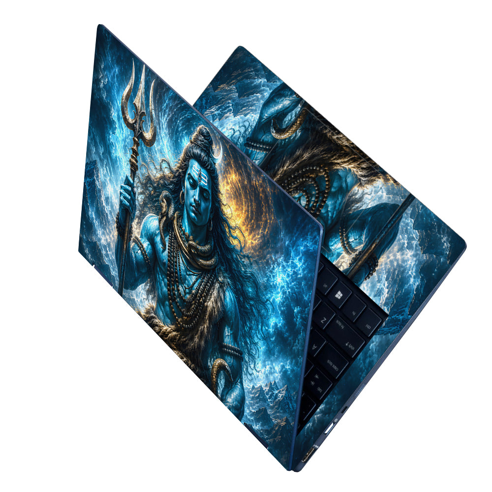 Shiva Trident Cobra Blue Moon Laptop Skin - View 2