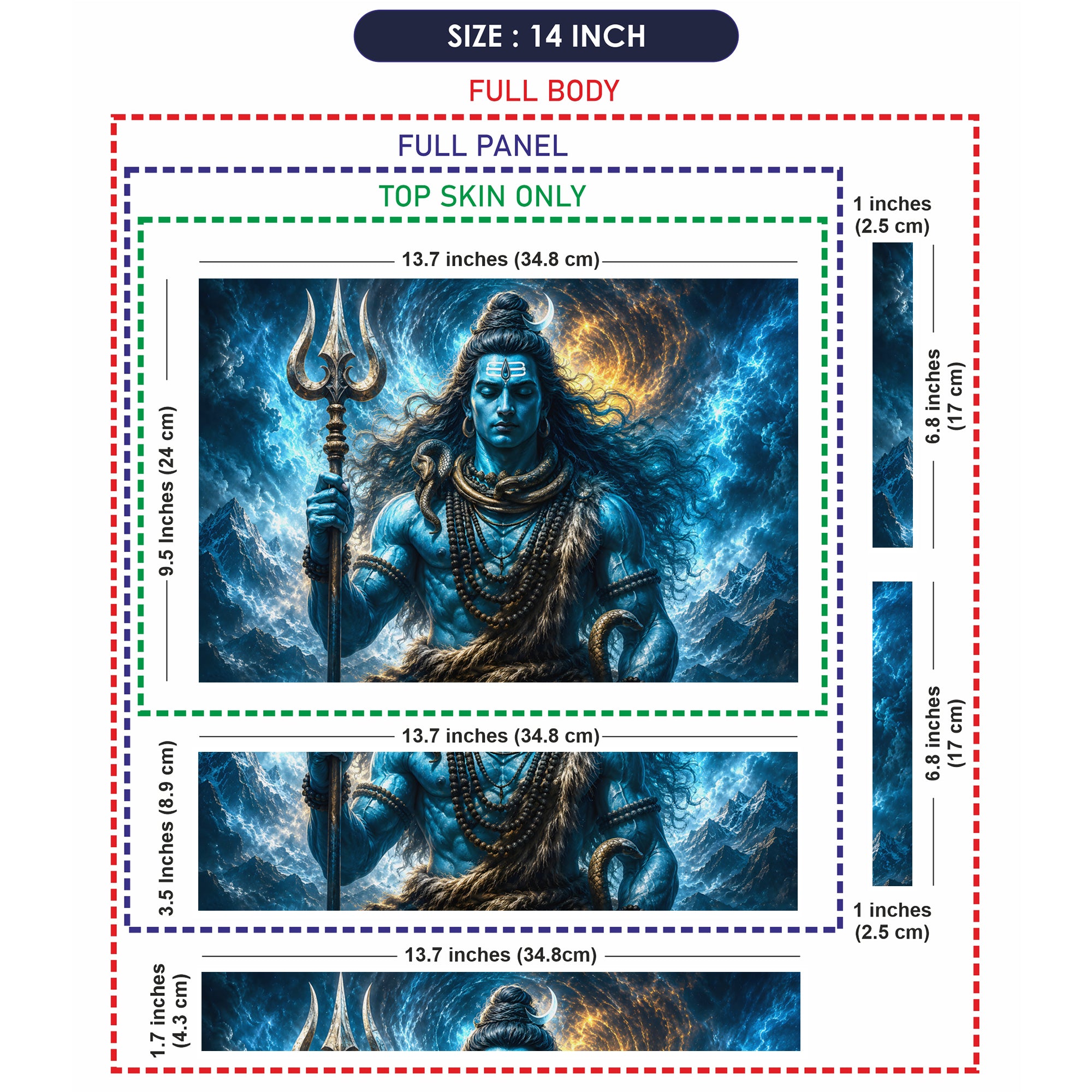 Shiva Trident Cobra Blue Moon Laptop Skin - View 7