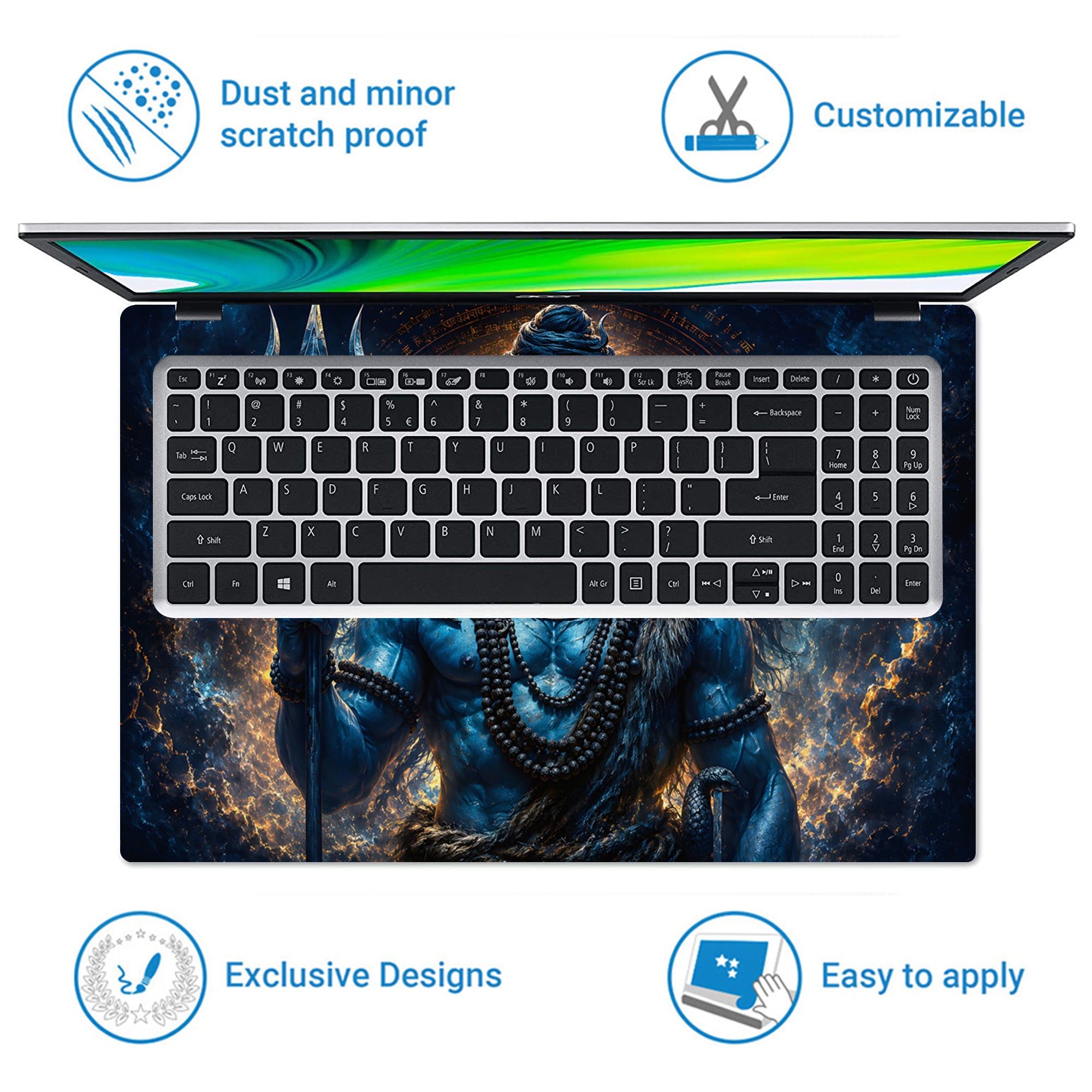 Shiva Trident Fur Night Cobra Laptop Skin - View 5