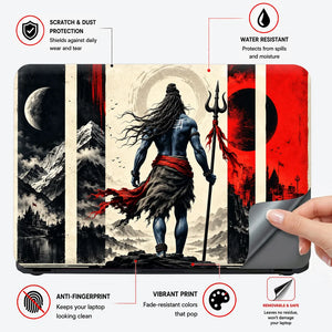 Shiva Trident Red Panel Poster Laptop Skin - View 4
