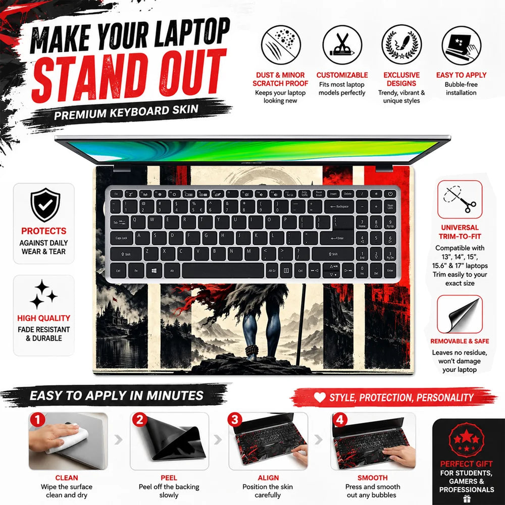 Shiva Trident Red Panel Poster Laptop Skin - View 5