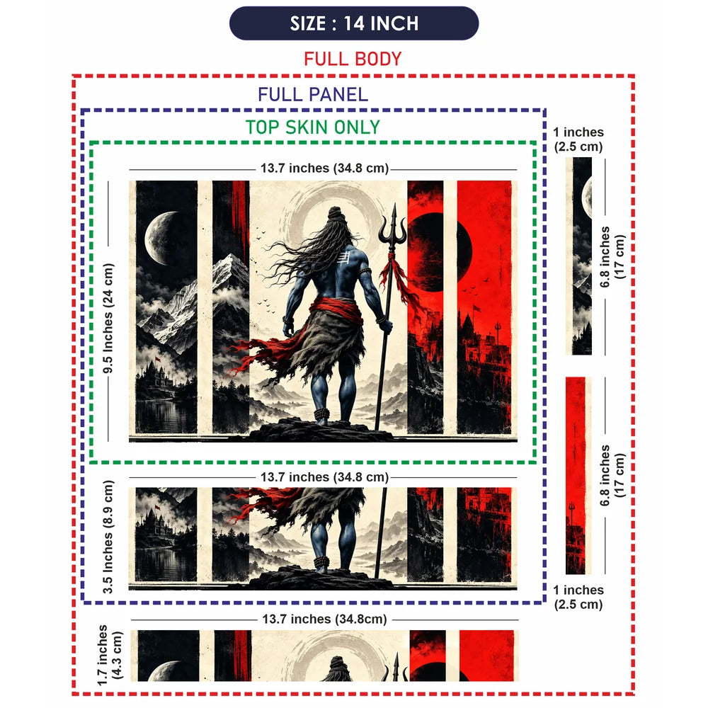 Shiva Trident Red Panel Poster Laptop Skin - View 7
