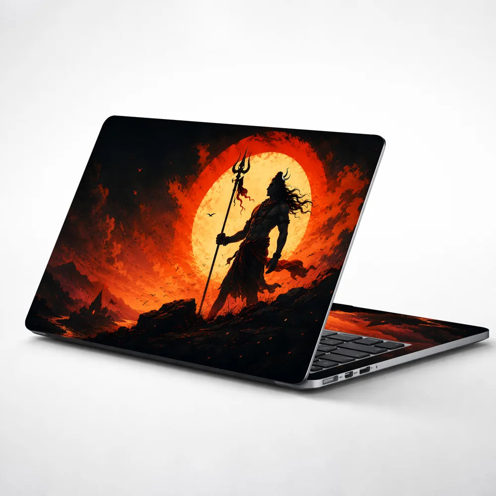 Shiva Trident Red Sun Profile Laptop Skin - View 1