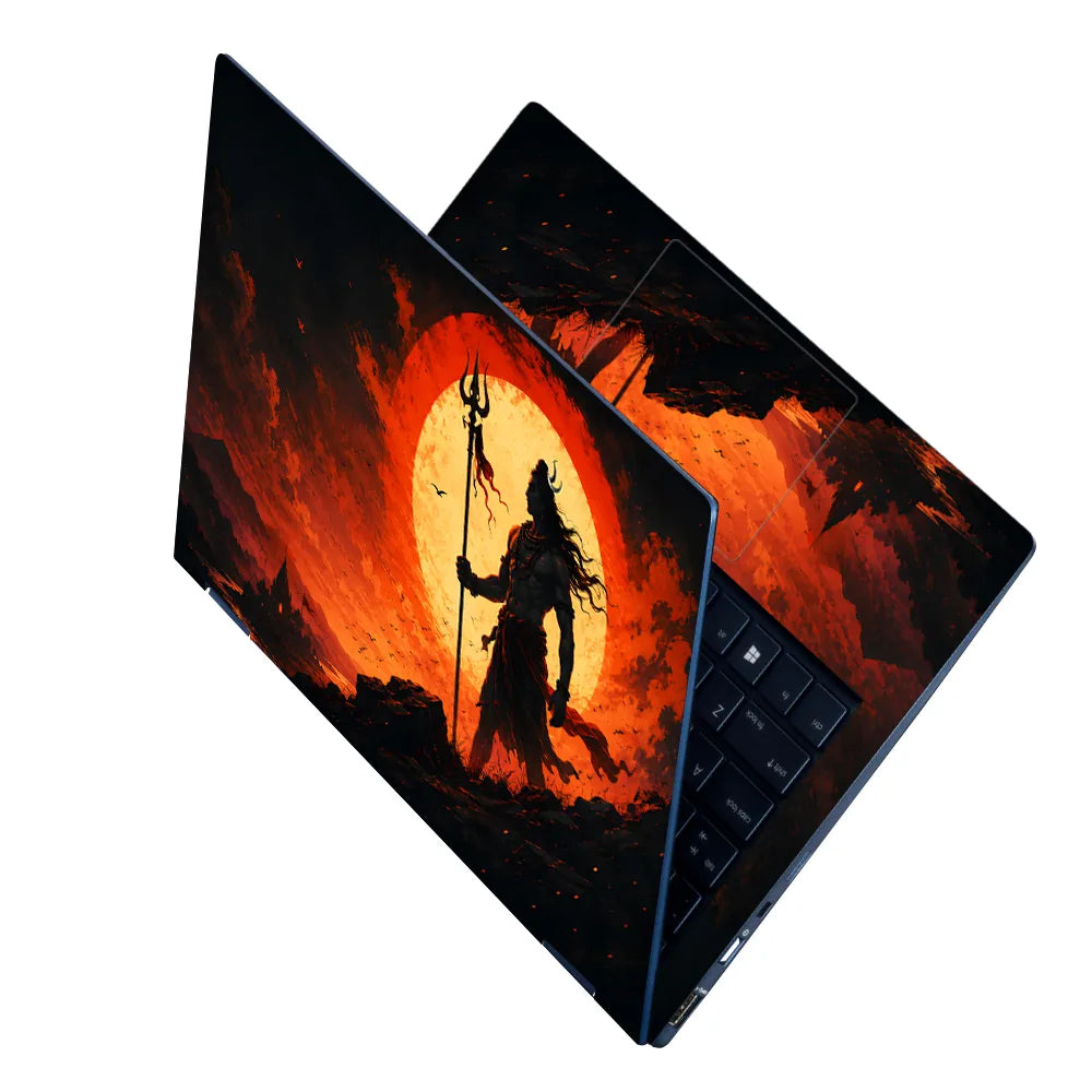 Shiva Trident Red Sun Profile Laptop Skin - View 2