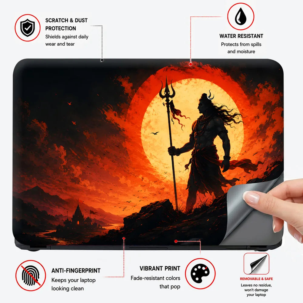 Shiva Trident Red Sun Profile Laptop Skin - View 4