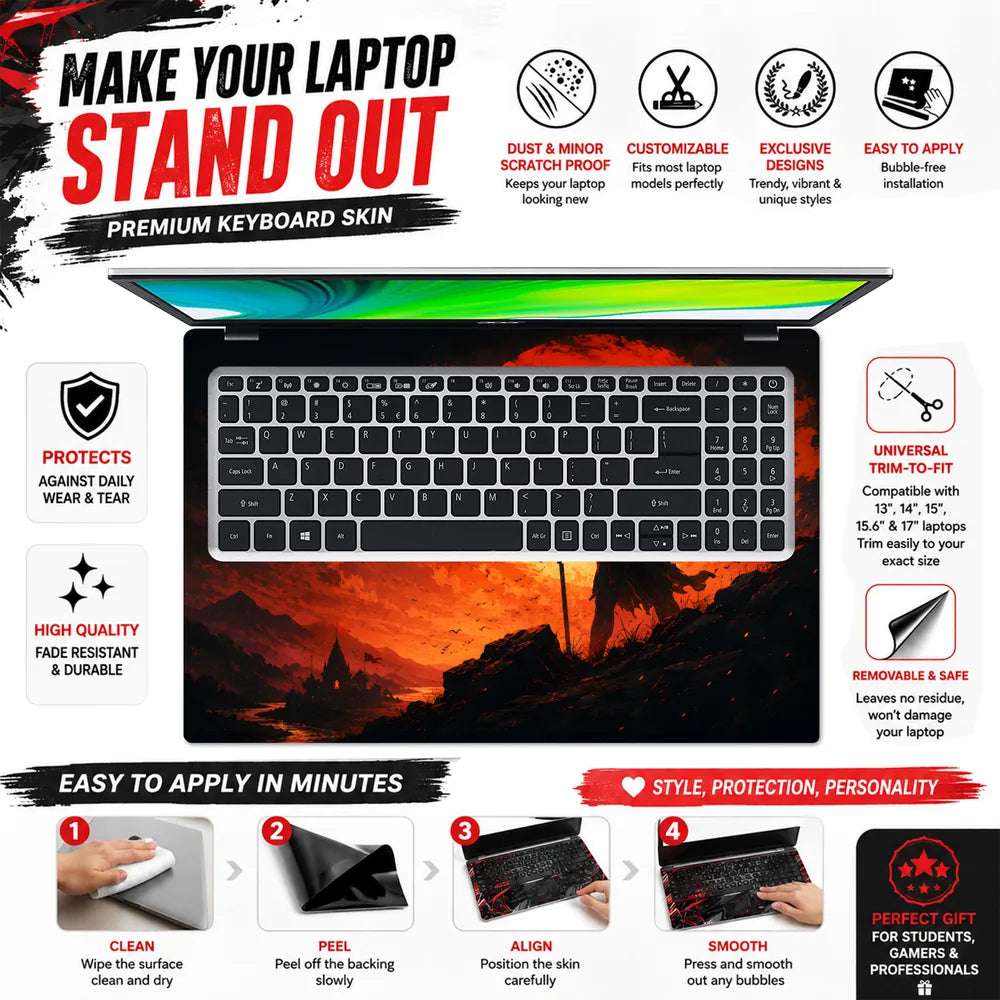 Shiva Trident Red Sun Profile Laptop Skin - View 5