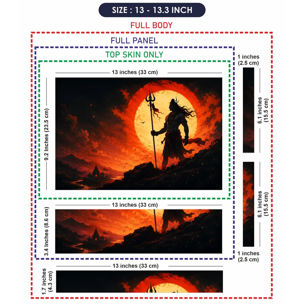Shiva Trident Red Sun Profile Laptop Skin - View 6